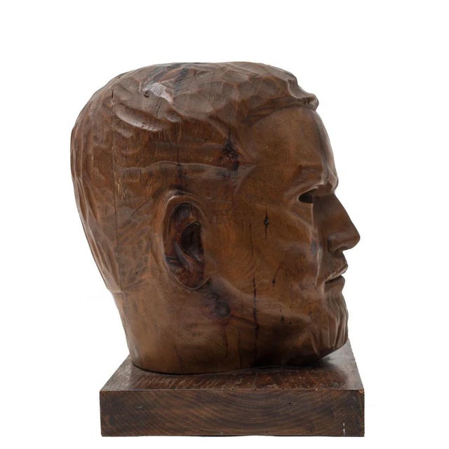 1930s Portrait of Italo Balbo - Original Wooden Sculpture by Marco Novati - 1930s 1930s For Sale - Image 5 of 8