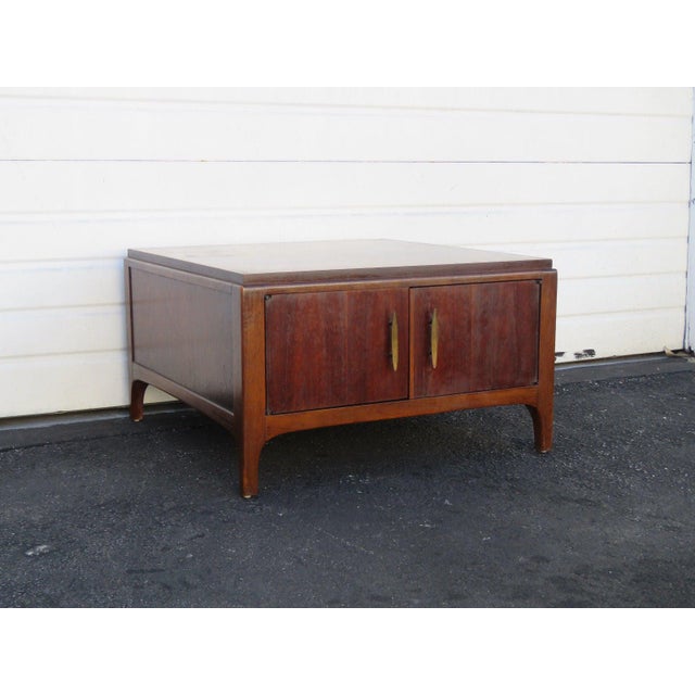 Mid Century Walnut Coffee Or Large Side Table With Cabinet By Lane Chairish