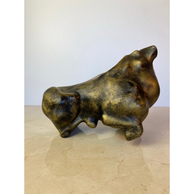 Mid-Century Modern Signed Mid-Century Modern Brutalist Ceramic Bull Sculpture by Boštjan Putrih, 1970s For Sale - Image 3 of 10