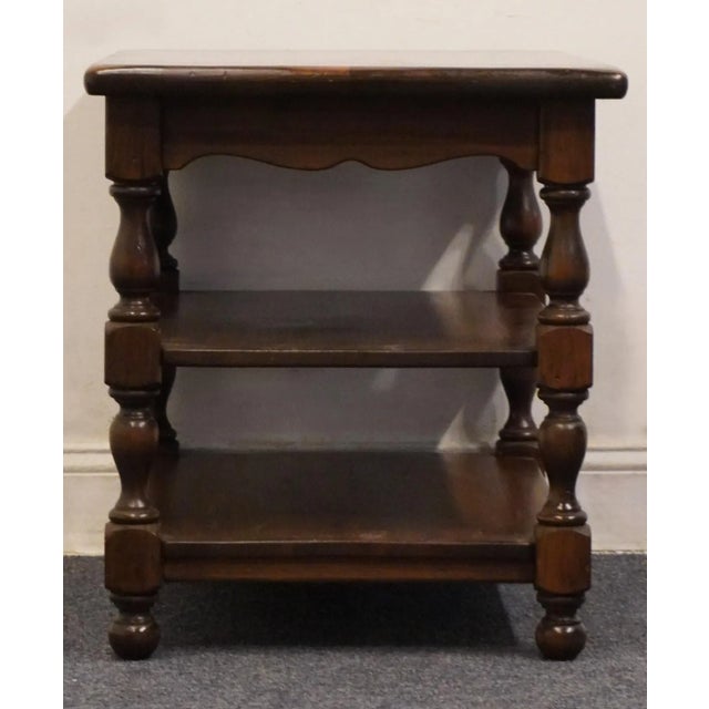 Wood Ethan Allen Antiqued Pine Old Tavern 29x21" Tiered Accent End Table 12-8024 For Sale - Image 7 of 9