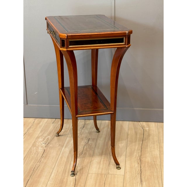 Brown Continental Neoclassical Inlaid Mahogany Two-Tier Side Table For Sale - Image 8 of 11