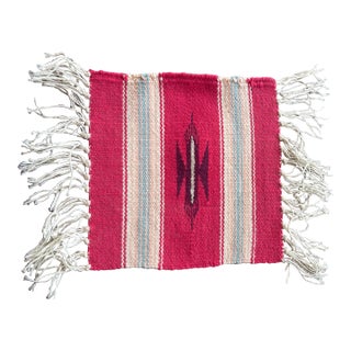 1980s Chimayo Small Navajo Red Geometric Weaving For Sale