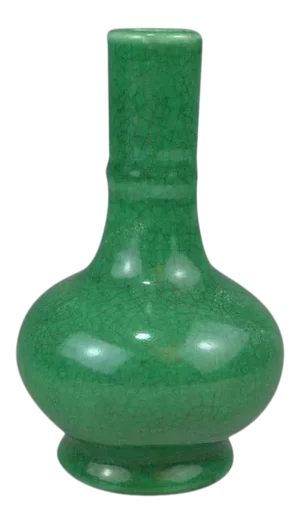 19th Century Chinese Monochrome Porcelain Crackle Glaze Green Bottle Shape Vase
