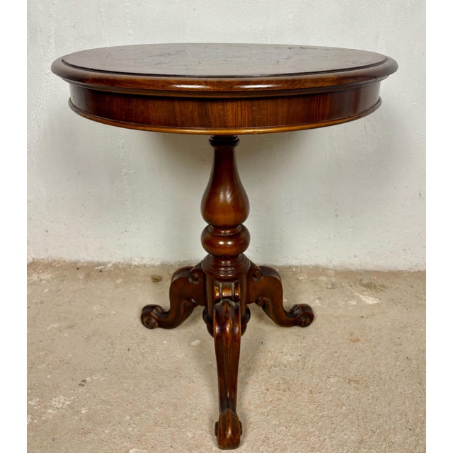 Victorian Round Occasional Table With Inlaid Top, 1930s For Sale - Image 3 of 8