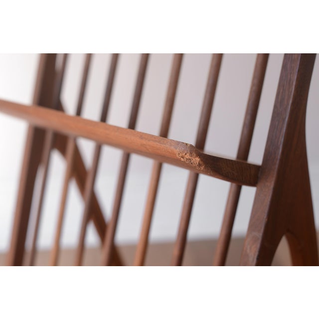 Mid Century Danish Modern Walnut 2-Tier Magazine Rack For Sale - Image 9 of 10