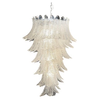 Large Italian Murano Felci Glass Spiral Chandelier with 83 Clear Glasses, 1990s For Sale