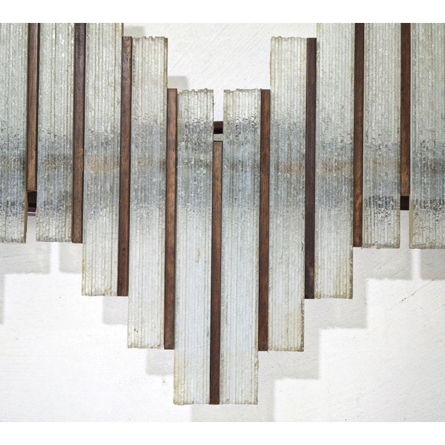 Mid-Century Modern Glass and Wood Wall Lamp by Biancardi and Jordan Arte for Poliarte Italia, 1970s For Sale - Image 13 of 18