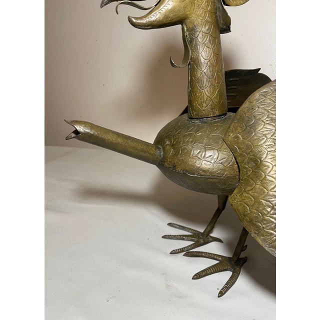 Antique 1800's Handmade Indonesian Theatre Shadow Puppet Garuda Bird Bronze Lamp For Sale - Image 10 of 15