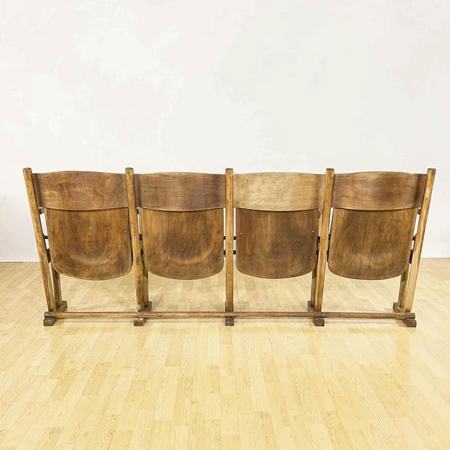 Wooden Four-Seat Cinema Bench, Italy, 1950s For Sale - Image 11 of 18