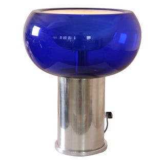 Space Age Cobalt Blue Glass Lamp from Doria Leuchten, 1970s For Sale