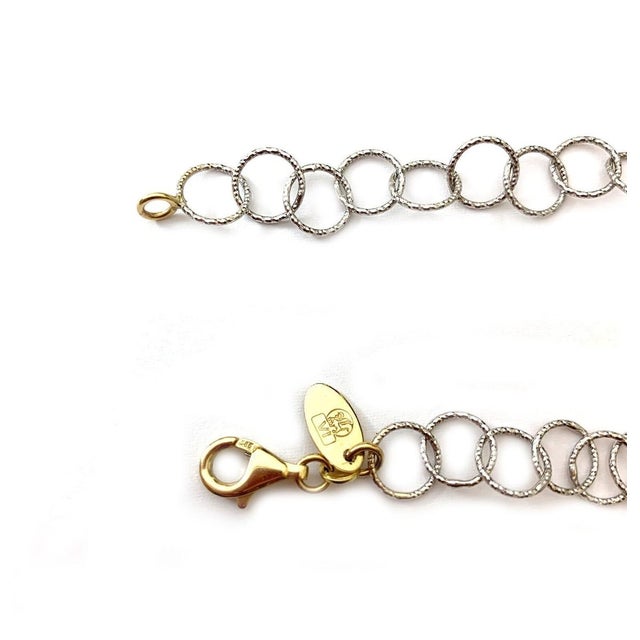 Mid 20th Century Oval Bead & Open Ring Fancy 14k Two Tone Gold Necklace For Sale - Image 4 of 5