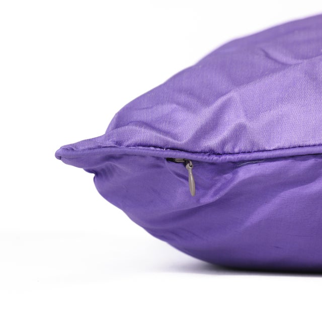 Textile Purple Embroidered Decorative Pillow With Infinity Motif For Sale - Image 7 of 10