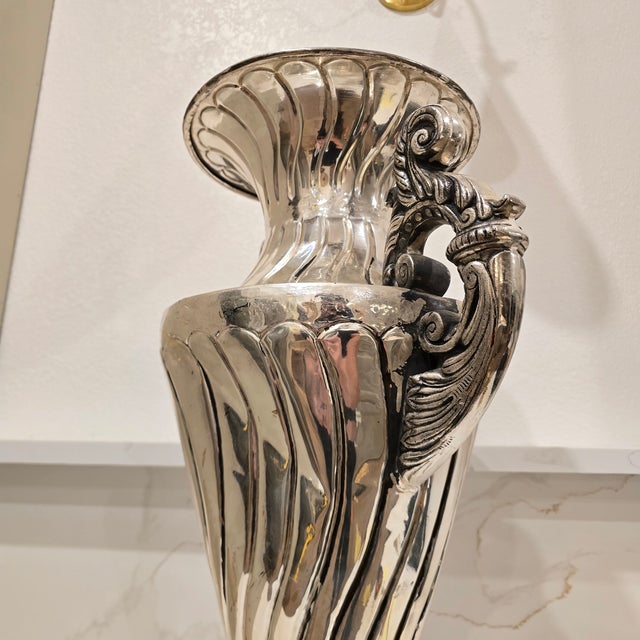 Elegant French-Style Silver-Plated Vase For Sale - Image 4 of 6