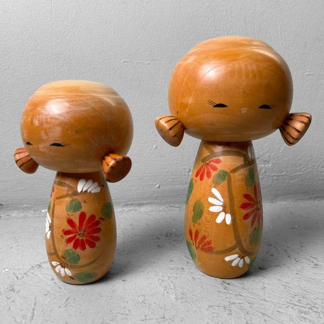 Vintage Sosaku Kokeshi Dolls by Uchida Schinichiro, Japan, 1960s, Set of 2 For Sale - Image 4 of 13