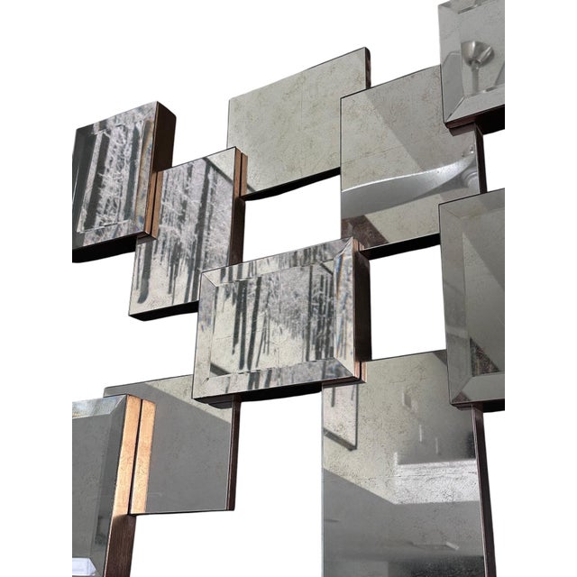 Contemporary John Richard Geometric Brutalist Acid Wash Mirror Sculpture For Sale - Image 3 of 15