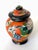 Hand painted Japanese porcelain miniature ginger jar with handled top. Old Japan motifs of a peacock with chrysanthemum...