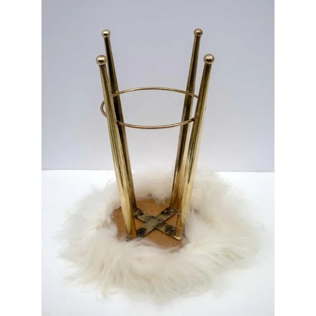 1950s Mid-Century Modern Brass & Sheeps Skin Stool from Gio Ponti, Italy, 1950s For Sale - Image 5 of 6