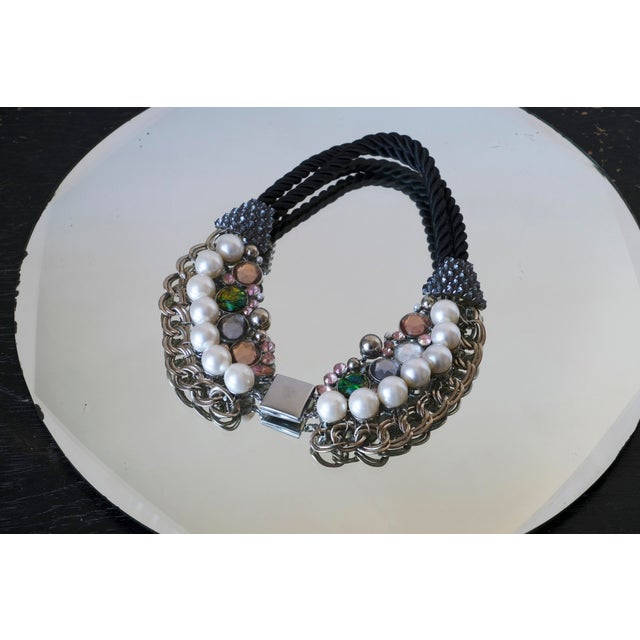 Rococo Vintage 1980s Chunky Mixed-Media Statement Bib Necklace For Sale - Image 3 of 11