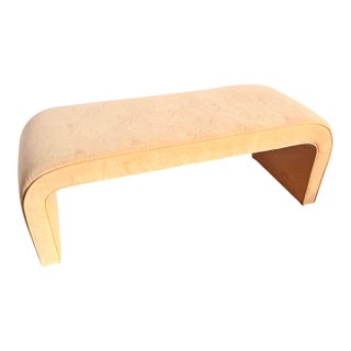Post Modern Peach Velvet Fabric Waterfall Bench For Sale
