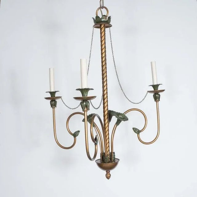 Mid-Century Modern Vintage Curvilinear Painted Metal Chandelier For Sale - Image 3 of 13