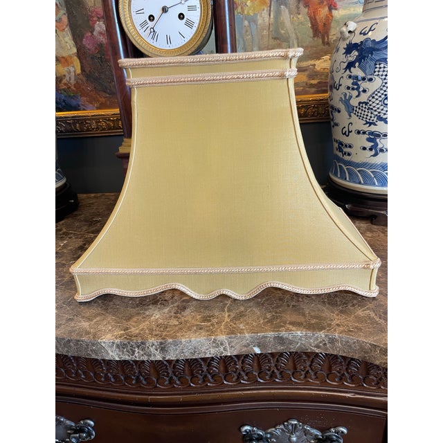 Late 20th Century Elegant “Chelsea House” Silk Shantung Shade; Rectangular 16”x12” in Tan/Gold For Sale - Image 9 of 10