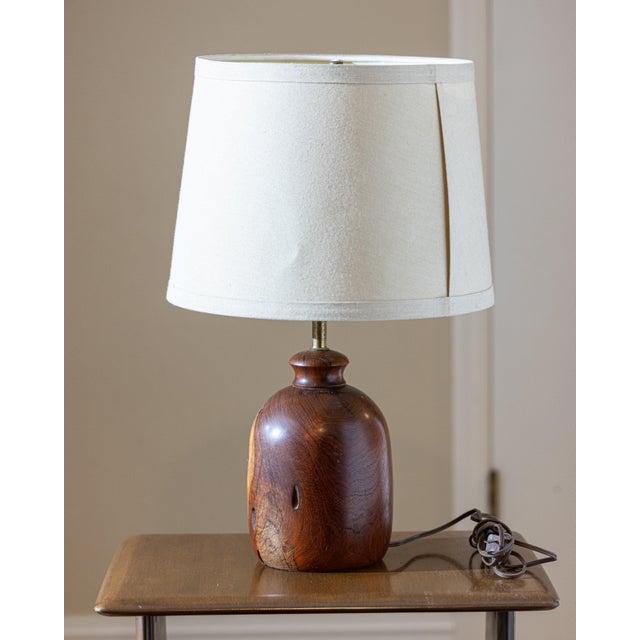 Brown Vintage Organic Studio Craft Turned Walnut Lamp For Sale - Image 8 of 10