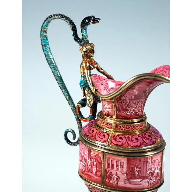 Viennese Silver Jug with Finest Enamel Painting by Hermann Boehm, 1870 For Sale - Image 6 of 10
