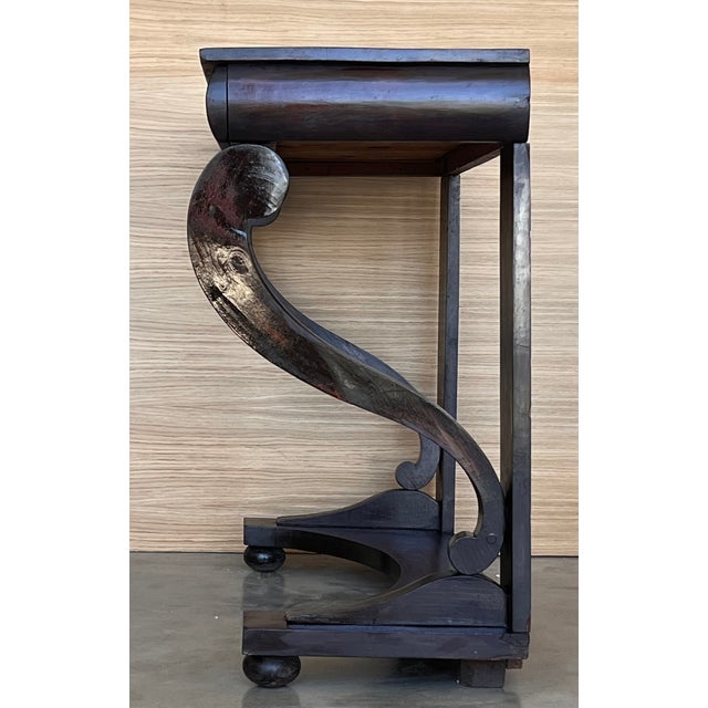 Early Biedermeier Period Walnut Console Table With Drawer, Austria, Circa 1830 For Sale - Image 10 of 11