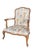 Ivory Louis XV-Style French Provincial Fauteuil in Custom Ikat Upholstery For Sale - Image 8 of 18