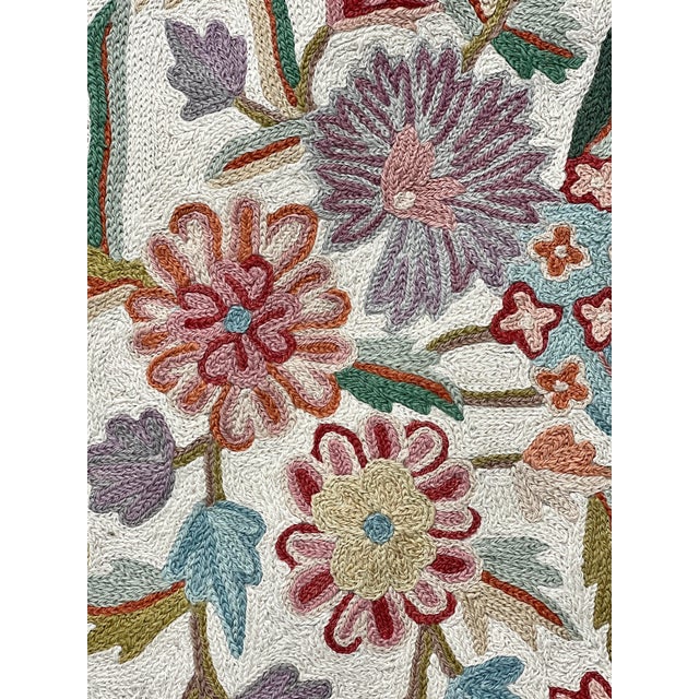 Beautiful Old Asmara Botanical Pure Wool Hand Stitched Krewel Work Wall Hanging, Tapestry, Throw, Rug or Blanket For Sale In Tampa - Image 6 of 11
