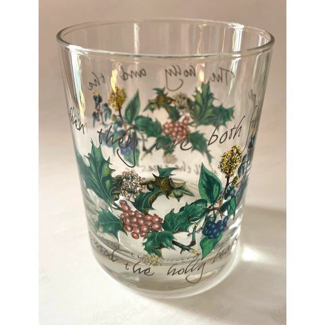 This set of four Double Old Fashioned glasses by Portmeirion of England are decorated with muted greens, blues and yellows...