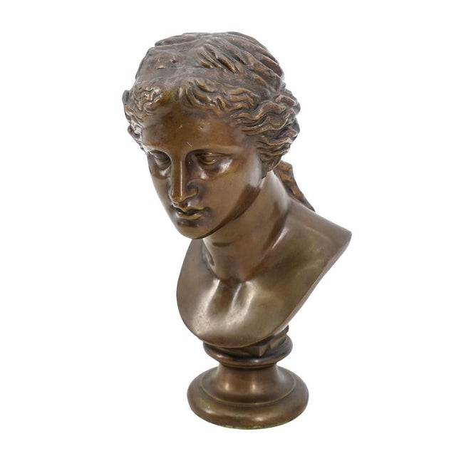 Late 19th Century Bronze Bust of Venus de Milo. Bust depicts the chest and head of the goddess. Bust is detailed and is a...