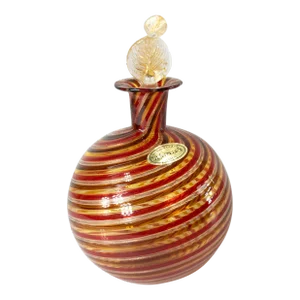 Mid-Century Italian Venetian Murano Swirled Glass Perfume Bottle by La Fornasotta