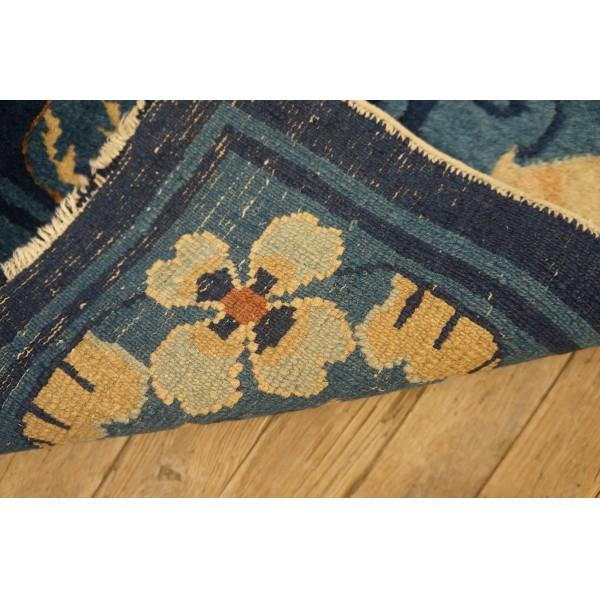 Textile 1920s Navy Blue Floral Oriental Antique Chinese Peking Small Rug 3' X 5' 10'' For Sale - Image 7 of 10