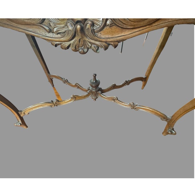 Antique Victorian Carved Walnut Marble Top Parlor Table Stand For Sale - Image 12 of 12