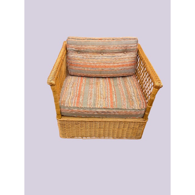 Tan 1970's McGuire Furniture Rattan "Willow" Collection 4 Piece Lounge Set by Davis Allen for McGuire For Sale - Image 8 of 18