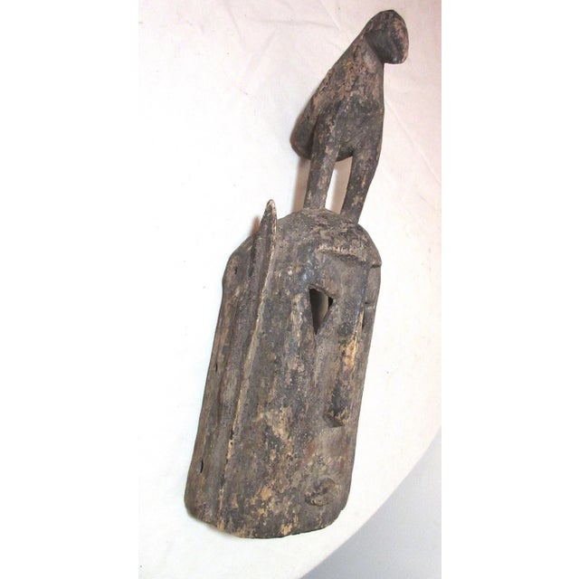 African Antique 19th Century Hand Carved Dogon Tribe Mali African Figural Bird Mask 1800 For Sale - Image 3 of 12