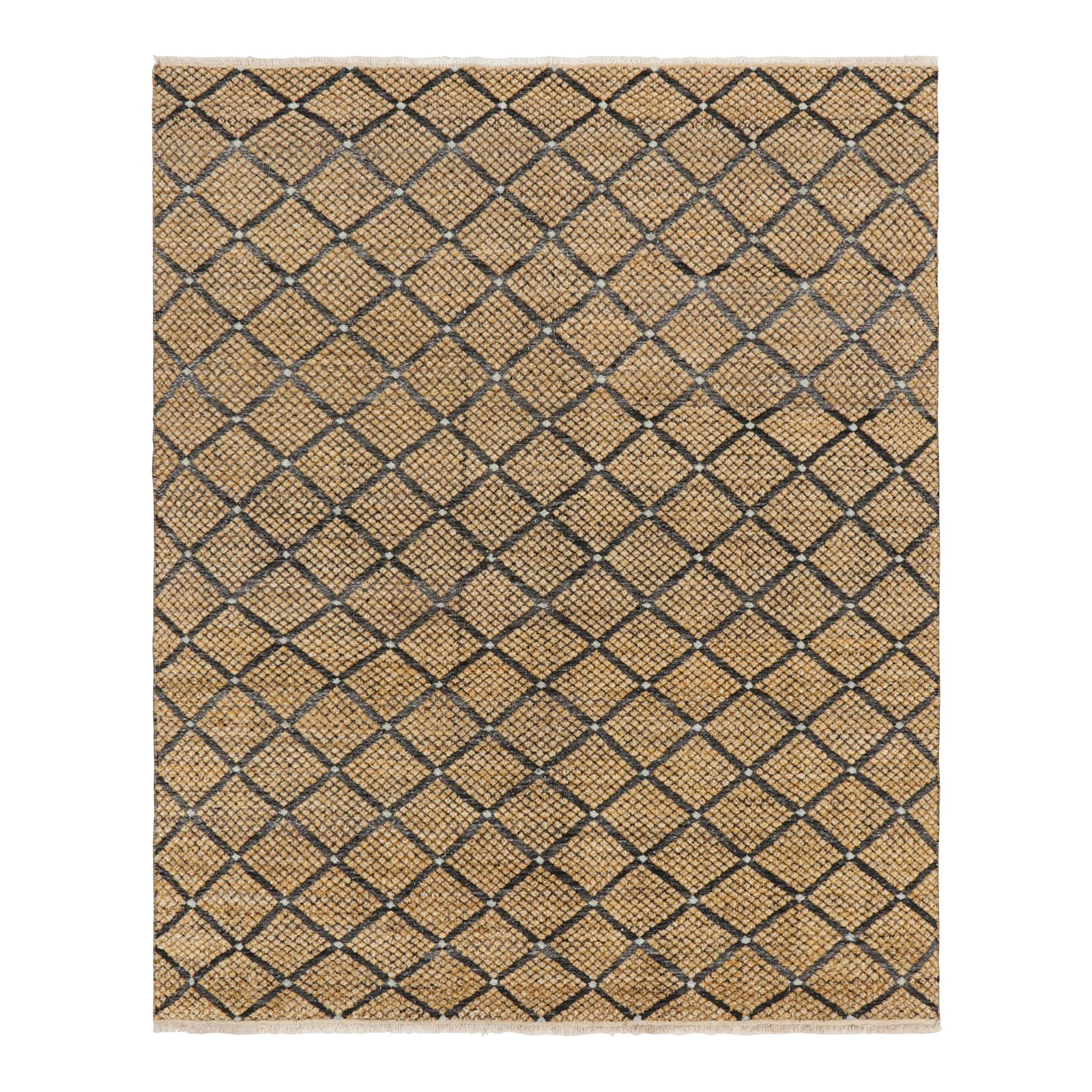 Rug & Kilim’s Moroccan Style Rug in Black With Gold Diamond Patterns ...