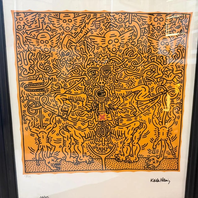 21st Century Keith Haring Pop Art Framed 63/150 Untitled Lithography For Sale - Image 13 of 14