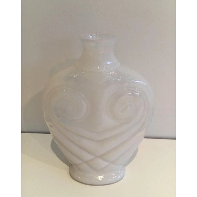 1970s Circa 1970 French White Opalin Glass Owl Vase For Sale - Image 5 of 7