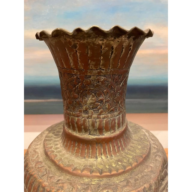 Antique Hammered Turkish Copper Pitcher For Sale - Image 10 of 12