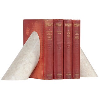NOIR Architectural Bookends, White Marble For Sale