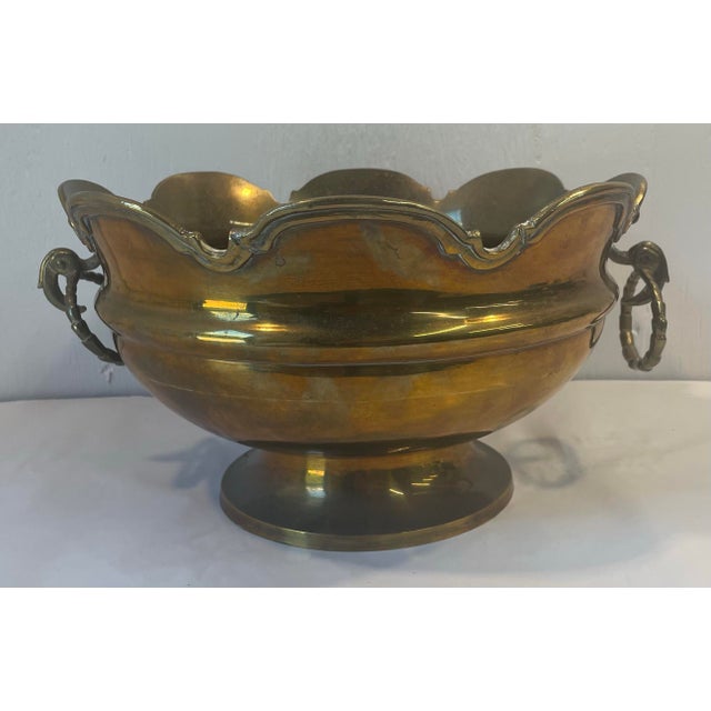 Mid-Century Modern Monumental Brass Centerpiece Bowl For Sale - Image 3 of 8