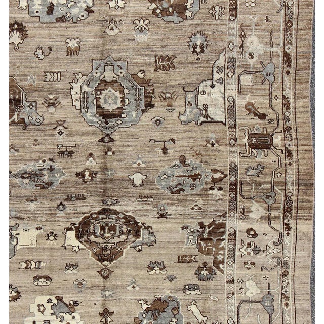 Turkish Oushak Rug in Natural Wool Color by Keivan Woven Arts 8'11 x 11'10 All-Over natural wool Turkish Oushak, Keivan...