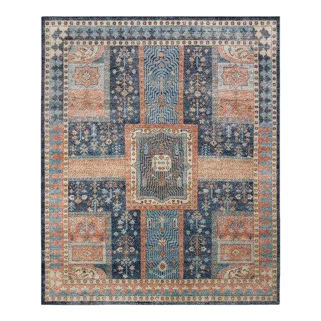 Rug & Kilim’s Oversized Boulevard Rug in Blue and Rust , 13x19 For Sale