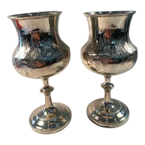 Late 19th Century Antique English Silver Plate Trophies, Pair