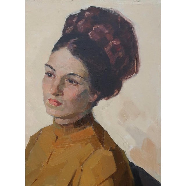 Realism Original Oil Portrait Painting – Young Woman (1972) For Sale - Image 3 of 6