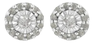 .925 Sterling Silver 1/2 cttw Miracle-Set Round Diamond Halo Stud Earrings