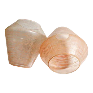 Set of 2 Pink Threads Mid-Century Modern Glass Shades