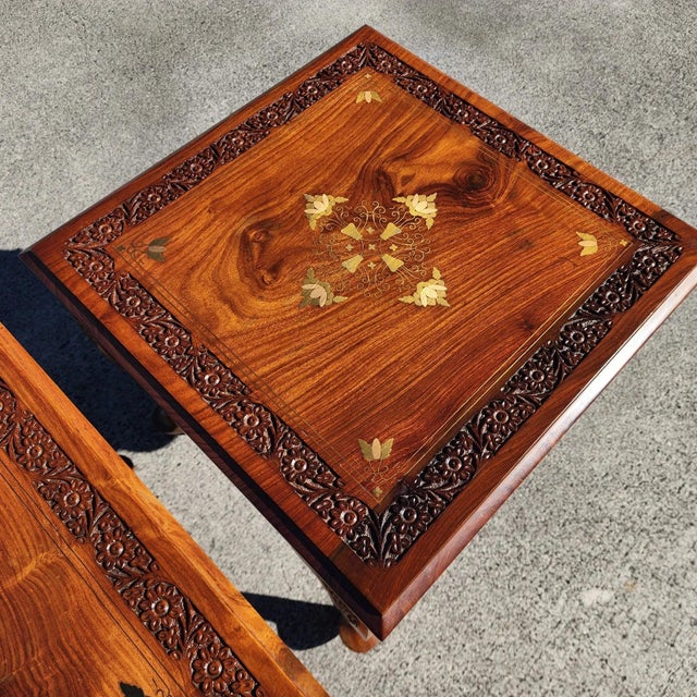 Wood Anglo Indian Walnut Side Tables Pair For Sale - Image 7 of 11